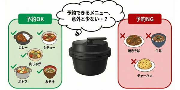 オートクッカービストロの予約調理、OKとNG