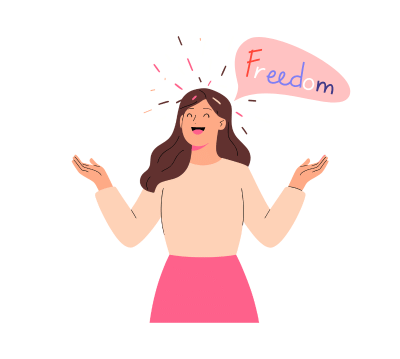 自由を喜ぶ女性