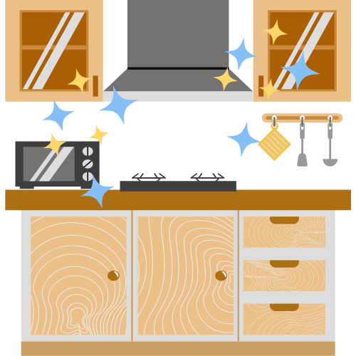 キッチンがきれいで汚れない