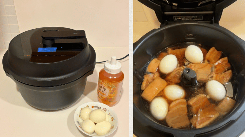 調理の途中でハチミツと卵を入れる